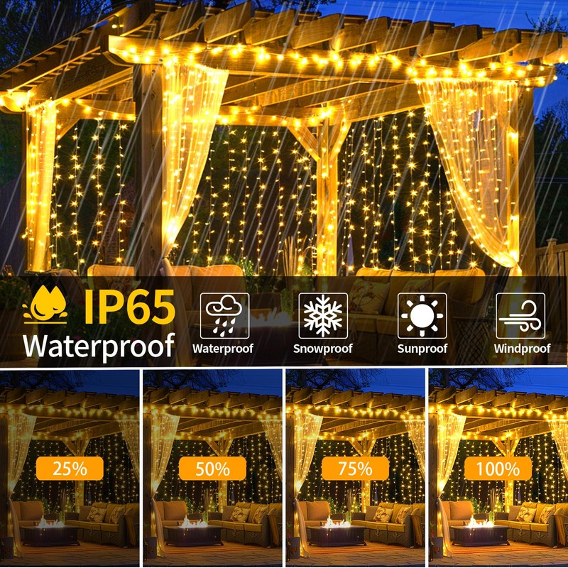 GCMacau Curtain Lights Solar 6 x 3 m Warm