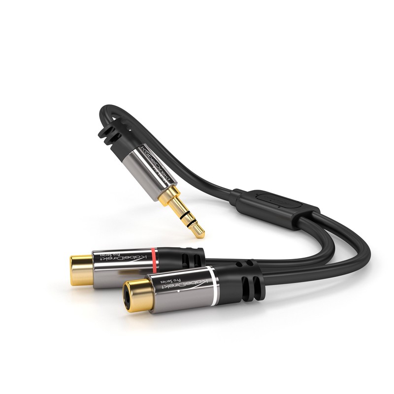 KabelDirekt – 0.2m 3.5mm to RCA Adapter (Adapter 2 x