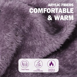 TAGVO Winter Warm Knitted Cap＆Neck Warmer Sets, Women Knit Balaclava Windproof Skimask, Flexible Beanie Hat with Hairball, Soft Thick Fleece Lined,Adjustable Face Mask for Outdoor Sports,Black