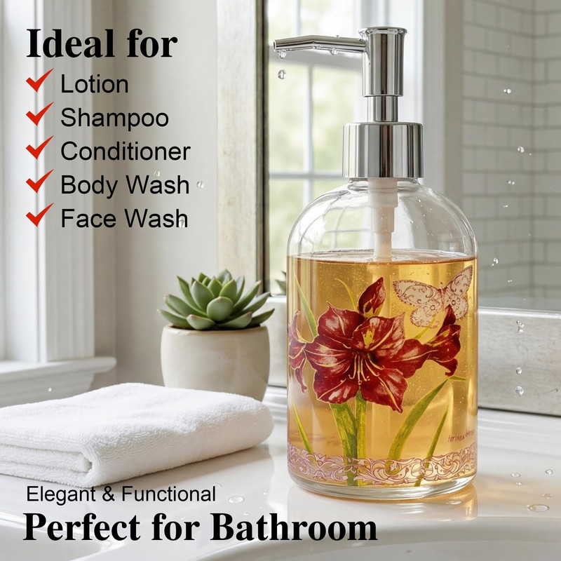 Voltogar Glass Soap Dispenser with Pump, 17 oz (500 ml)