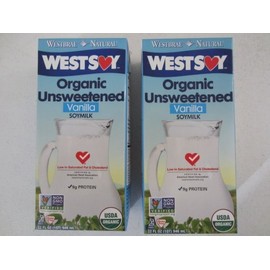 Westsoy Organic Unsweetened Vanilla Soymilk 32 ounce (2 pack - 64 total ounces) by West Soy