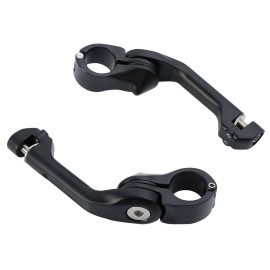 TCMT Matte Black 1 1/4" Adjustable Highway Long Angled Foot Peg Mount Fit For Harley