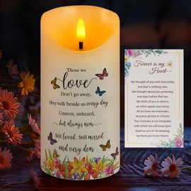 HN HAIINAA Flameless Memorial Candle, Real Wax LED Light with Timer Sympathy Candle Gift Bereavement Gifts for Loss of Loved One Memorial Gifts for Loss of Mother Father Remembrance Gifts (3" x 6")