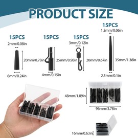 60 Stück Karpfenangeln Zubehör-Set mit Sicherheitsclips, Anti-Tangle Ärmeln, Tail Gummischläuchen und Schnellwechselwirbeln,für Anfänger und Profis – Komplettes Kit in Schwarz