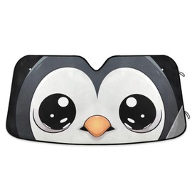 Qilmy Cute Big Eye Penguin Car Windshield Sun Shade Automotive Sunvisor Protector Foldable for SUV Truck Front Window