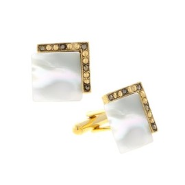 1928 Jewelry Mens 14K Gold Dipped Art Deco Style Mother Of Pearl Square Cufflinks