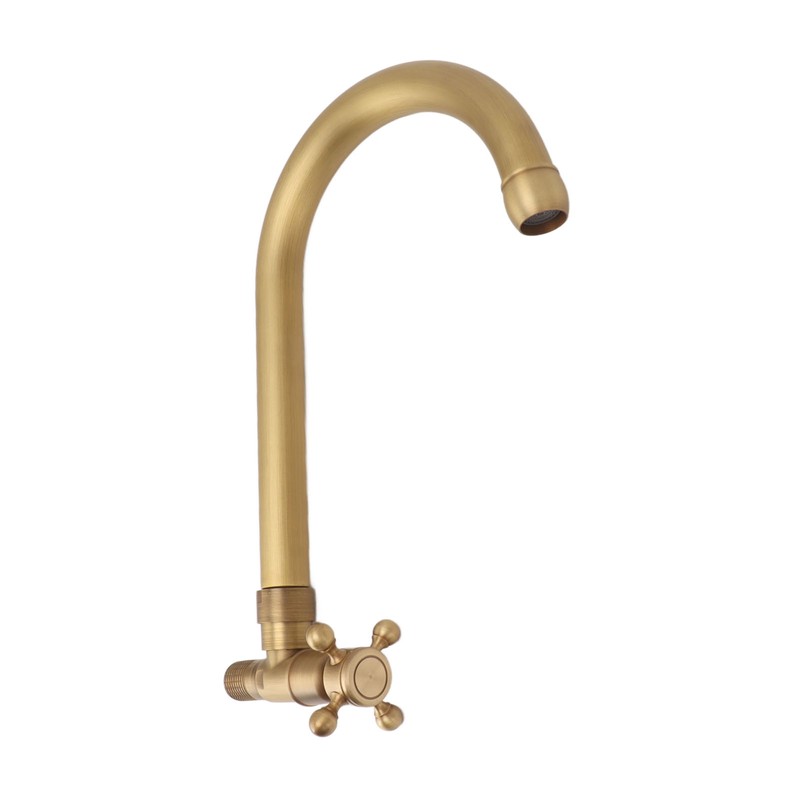 Antique Brass Basin Faucet with Cross Knob Single Handle Faucet