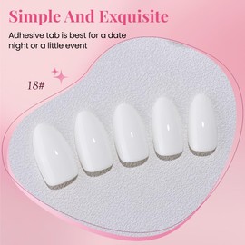 XZMeiLun White Press On Nails Short Almond 30 Pcs, Designer Reusable Acrylic Fake Nails with Glue, Glossy Soft Gel Nails Wedding, Party, Daily Use, Stick On Glue On Nails, Nails For Women Gift