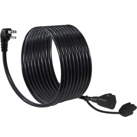 15FT Black Outdoor Extension Cord - SJTW 16AWG Weatherproof Grounded 3Prong Extension Cord with 90 Degree Flat Plug,1625W Flexible Outside Landscape Exterior Extension Cable for Outdoor Appliance