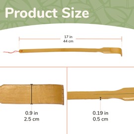 BambooMN 16.5 Inch Traditional Thin Travel Size Bamboo Wooden Back Scratcher Body Relaxation Massager Set for Itching Relief, 3 Units
