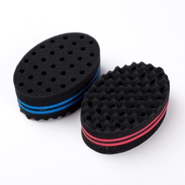 2pcs Sponge Brush Afro Comb Oval Double Hole Curly Hair Sponge Foam Curly Hair Sponge Brush