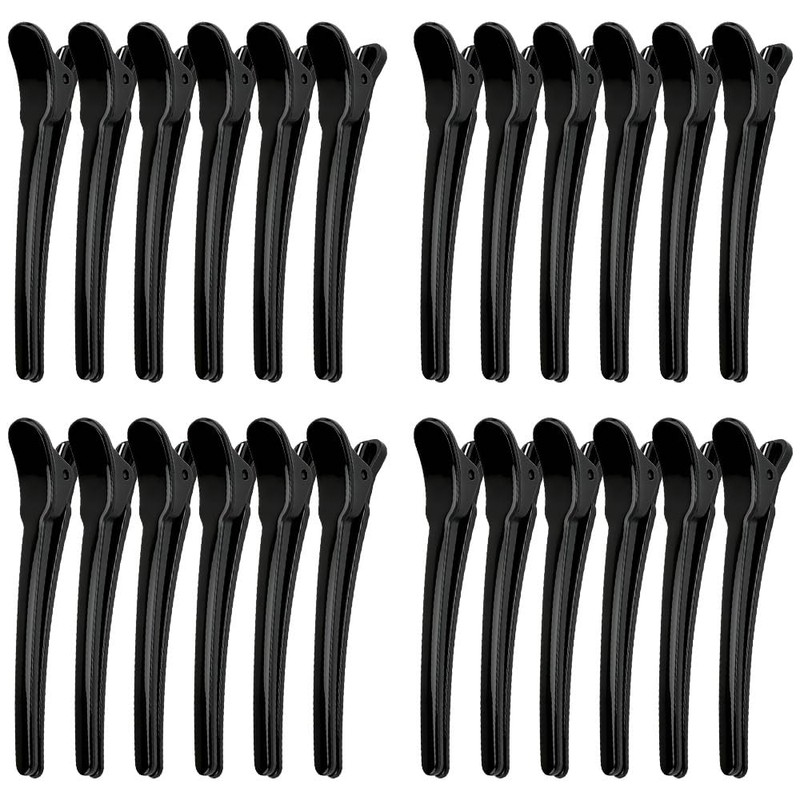 24 Pcs Alligator Hair Clips for Styling, Black Creaseless Hair