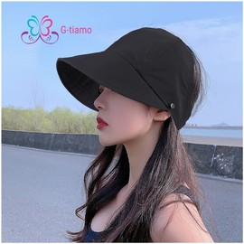 G-tiamo UV Protection Hat, Small Face Effect, Sun Protection Hat, Wide Brim Hat, Sun Visor, Cap, UV Protection, Women's, Summer, Black