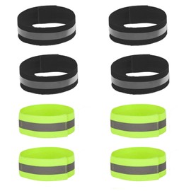 ISTUSHEWILL 8 Pcs Reflective Armbands Reflective Strip -,Adjustable Safety Gear Elasticated High Vis Straps for Walking Cycling,Reflective Running Gear