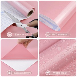 Amiya Pink Glossy Contact Paper Shiny Peel and Stick Wallpaper Self-Adhesive for Countertops, Furniture, Cabinets, Waterproof, Removable, Easy to Apply, Decorative Vinyl Wrap15.7”X78.7”