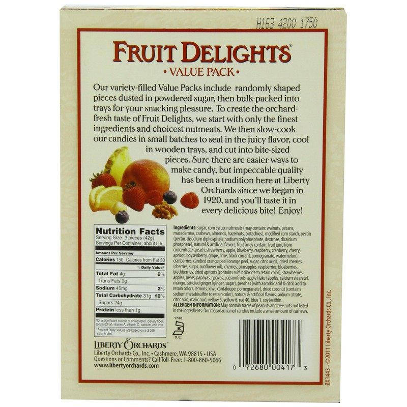 Liberty Orchards Fruit Delights Value Pack,8-Ounce Boxes (Pack of 6)