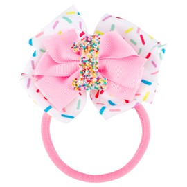 SuPoo First Birthday Bow Hair Band 1st Birthday Hair Bow for Girls Sprinkle Bow Clips Confetti Bowknot Barrettes Party Decoration Pink Hair Accessories Alligator Hairpins