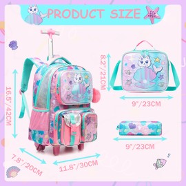 Kids Rolling Backpack for School Rolling Backpack for Girls Backpacks with Wheels for Kids Trolley School Bag with Wheels for Elementary Student