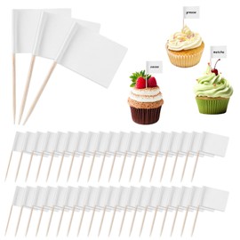 oruola 100Pcs Food Labels for Buffet, Blank Toothpick Flags, Cheese Markers, DIY Stick Flags, Charcuterie Labels, Party Decoration, Cocktail Picks for Party, Bar, Sport Events (White)