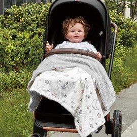 CREVENT Gift Set for Newborns -Diaper Caddy Organizer Basket with 2 Blankets, 1 Taggie, 1 Lovey, 3 Socks，1 Gift Bag with Ribbon - Welcome Essential Baby Shower (Neutral