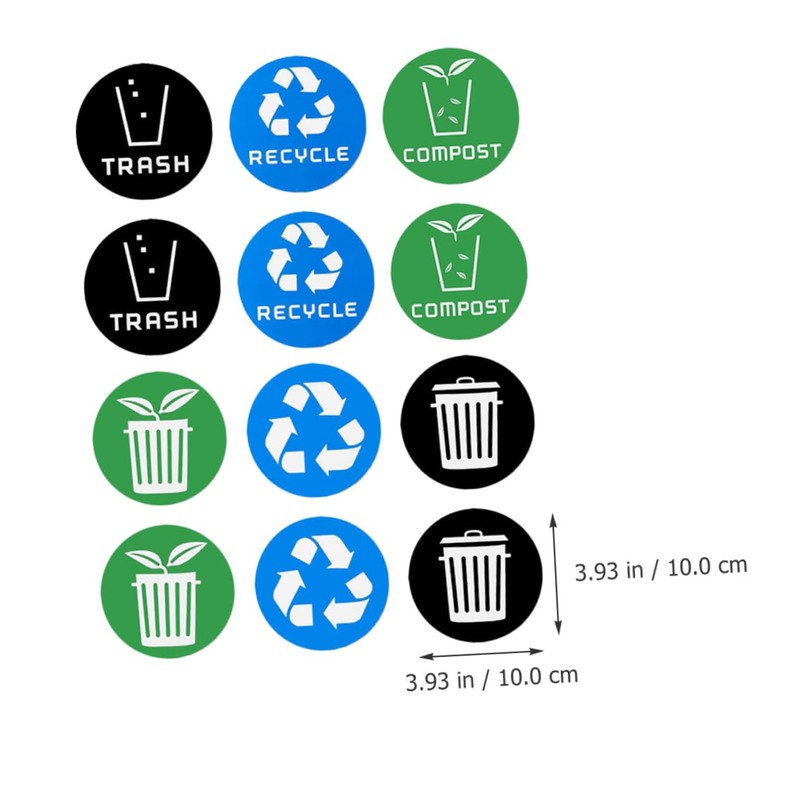 EXCEART Recycling Bin Stickers 12pcs Garbage Sorting Stickers Label Stickers