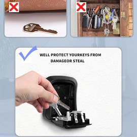 NEWFUN Key Safe, Key Safe with Number Code, Metal Material, APP/Number Code Unlocking, Wall Mounted Key Cabinet Suitable for Home, Garage, Office, School