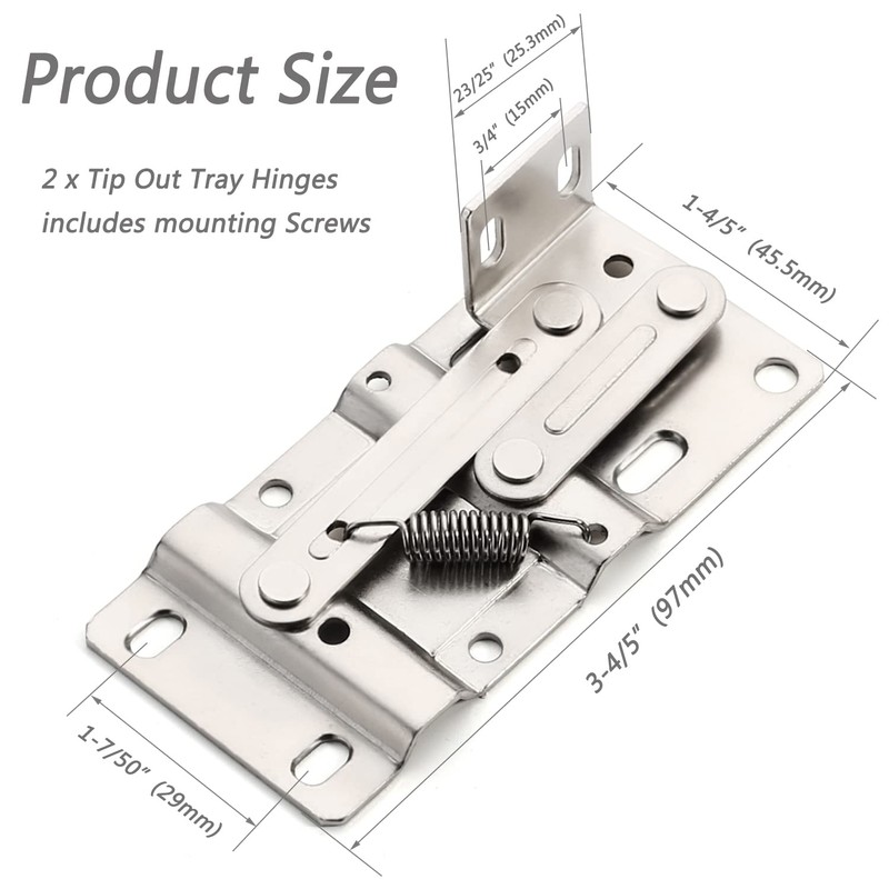 Chibery 2 Pack Tip Out Tray Hinges, Scissor Hinges for