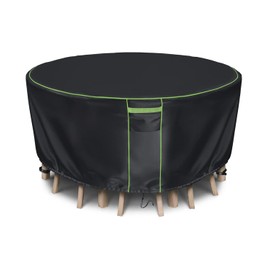 Round Patio Furniture Covers, 100% Waterproof Outdoor Table Chair Set Covers, 600D Heavy Duty Patio Furniture Covers, Anti-Fading, UV Resistant, 84" Dia x 28" H, Black