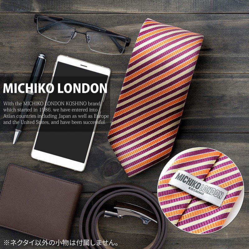 MICHI CORONDON Brand Necktie, Made in Japan, Silk, Jacquard Weave,