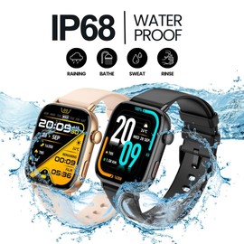 COLMI Smart Watch, AI voice assistant Built-in, IP68 Waterproof Swimming Fitness Watch with Answer&Make Call/Heart Rate/Step Counter/Sleep Tracker/100 Sports, Compatible Android IOS (Gold)