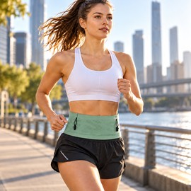Running Waist Belt for Marathon Training – Lightweight Stretch Running Pouch with Bib Holders for Races, Jogging and Fitness