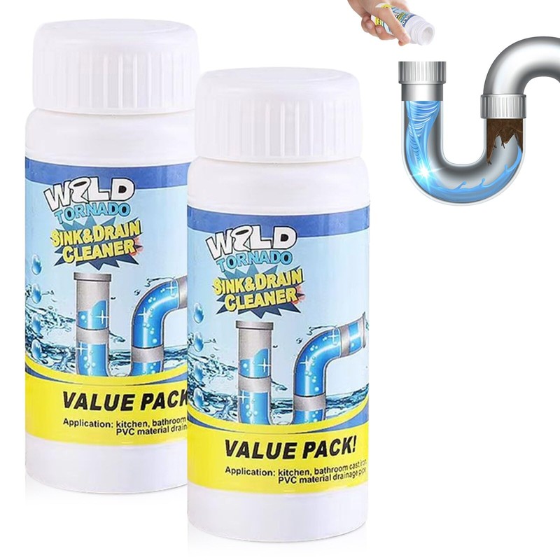 2Pcs Wild Tornado Powerful Sink & Drain Cleaner Powder, Wild