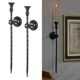 Candle Sconces Wall Decor Set of 2, Twisted Wall Mounted Candle Sconce, Metal Candle Holder Wall Decor, Rustic Wall Candle Holder Hanging for Living Room Farmhouse Fireplace Wedding