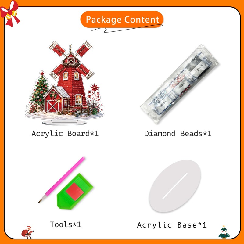 Christmas Windmill Diamond Art Tabletop Kits for Adults