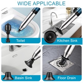 Electric Toilet Plunger Clog Remover: High Pressure Air Drain Blaster Clog Remover - Drain Clog Remover Tool for Bathroom Bathtub Floor Drain Clogged Pipe