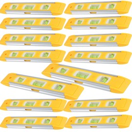 HAKZEON 14 PCS 9 Inch Yellow Magnetic Torpedo Level, Plastic Shell Bubble Level Tool, Spirit Level Measuring Tool with 45/90/180 Degree Bubbles for Measurements