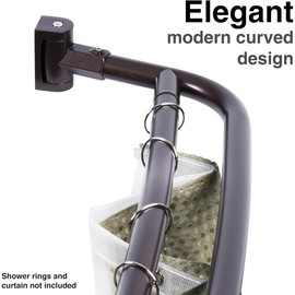 Double Curved Shower Rod, Metal Construction, Adjustable Between 44 to 70 Inches, Aluminum Rods and Zinc Mounting Hardware, Quality Modern Bathware, Oil Rubbed Bronze Finish - Colour: Oil Rubbed Bronze