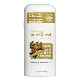 Purelygreat Natural Deodorant Stick - Spice - EWG Verified™ - Vegan, Cruelty Free - No Aluminum, No Parabens - Essential Oils