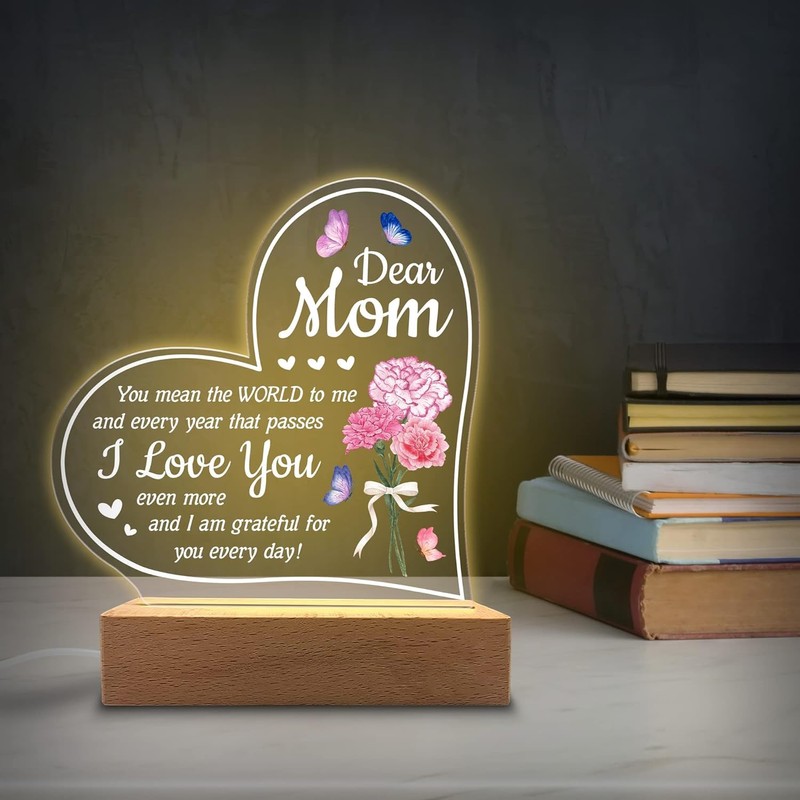 QOCNAM 3D Night Light With Engraved Wooden Base - Unique