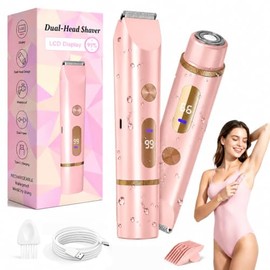 Rasuradora Mujer 2 en 1, Depiladora Mujer para Cuerpo y Rostro Sin Dolor | Afeitadora Mujer con Pantalla Digital LED, Recortadora de Vello Impermeable para Facial, Bikini, Axilas, Brazos, Piernas