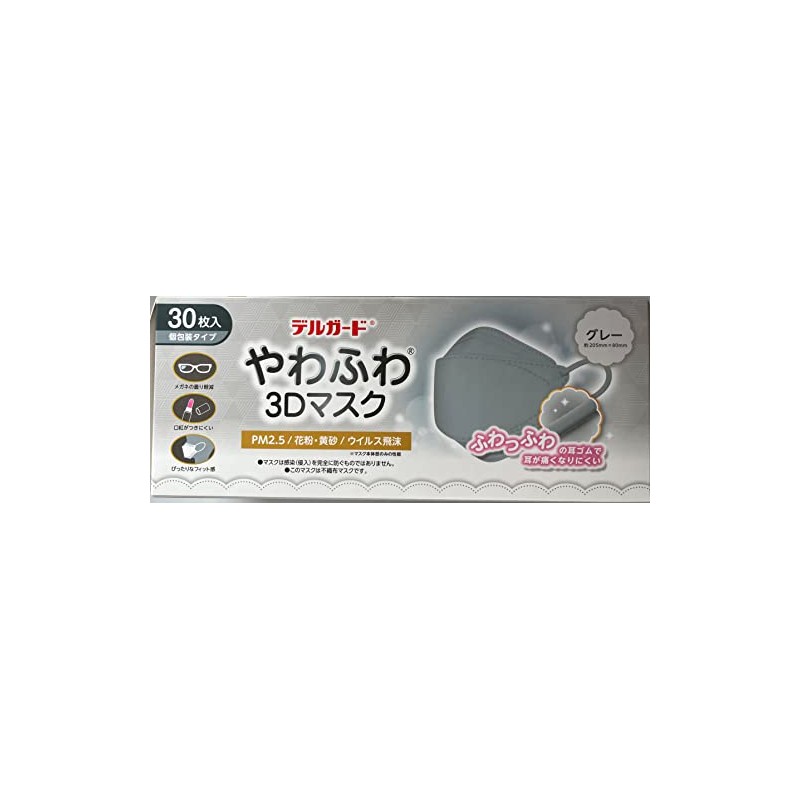 Aso Pharmaceutical Delgado Soft 3D Mask, Gray, One Size Fits