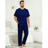 SWOMOG Men Satin Pajama Set Short Sleeve Pj Set 2