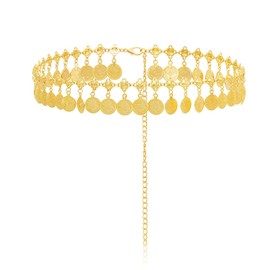 SCJJZ Body Chains Retro Waist Chain Tassel Fashion Casual Belly Dance Waist Accessories Beach Body Chain (85cm), Precious Metal, Cinnabar