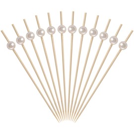 Cocktail Sticks Wooden Beads Decorative Balls Appetizer Picks Wedding Food Toothpicks Wooden Drinks Stirrers Fancy Party Toothpicks for Decoration White 300 Pieces