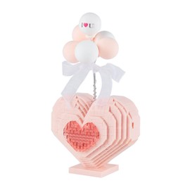 Heart Building Blocks Pink Compact Plastic Vibrant Colors Exquisite Micro Building Blocks for Girl Women Birthday