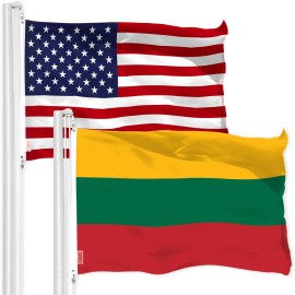 UD_USA American Flag & Lithuania Lithuanian Flag 3x5 Ft Printed 150D Polyester
