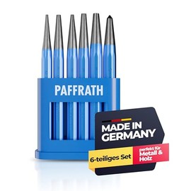 Paffrath 6-Piece Punch and Grit Set - Precision Ground Tips for Accurate Markings - Chrome Vanadium Steel for Maximum Durability - Made in Germany