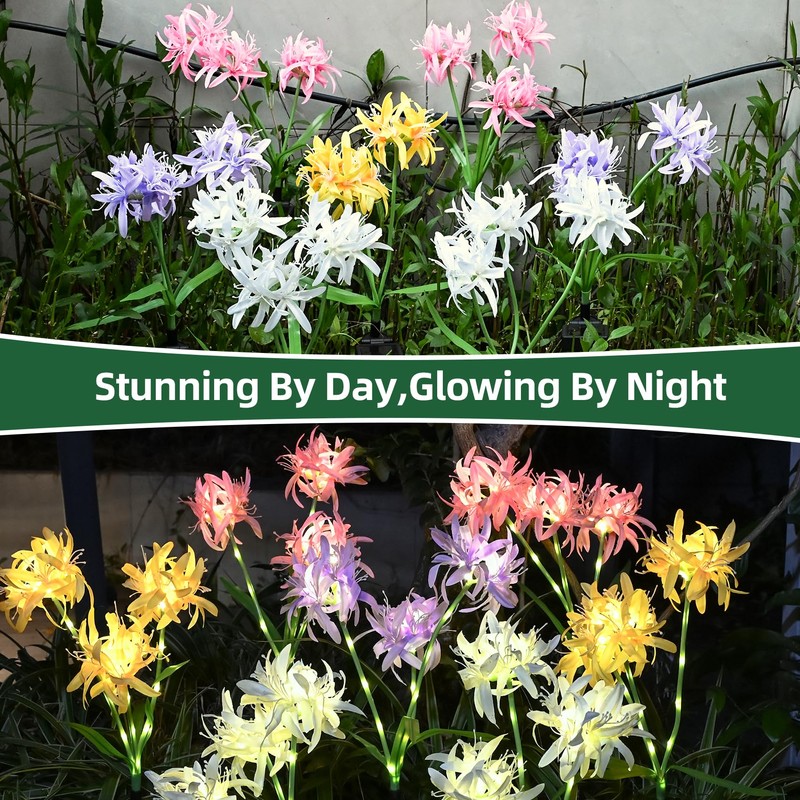 DooYard Solar Spider Lily Flower Lights Outdoor Waterproof 2 Pack,