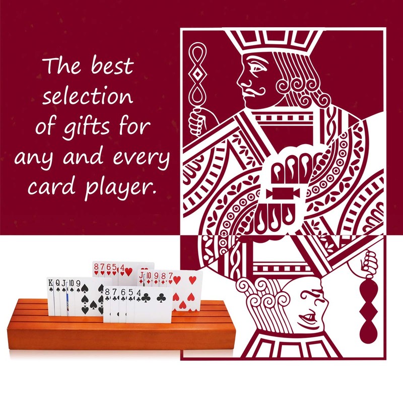 Exqline Wooden Playing Card Holder Set of 2 Solid Card