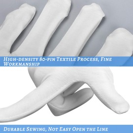 30 Pcs White Cotton Gloves for Dry Hands Moisturizing Eczema Overnight, Men and Women Stretchable Cloth White Gloves for Coin Jewelry Silver Inspection Halloween